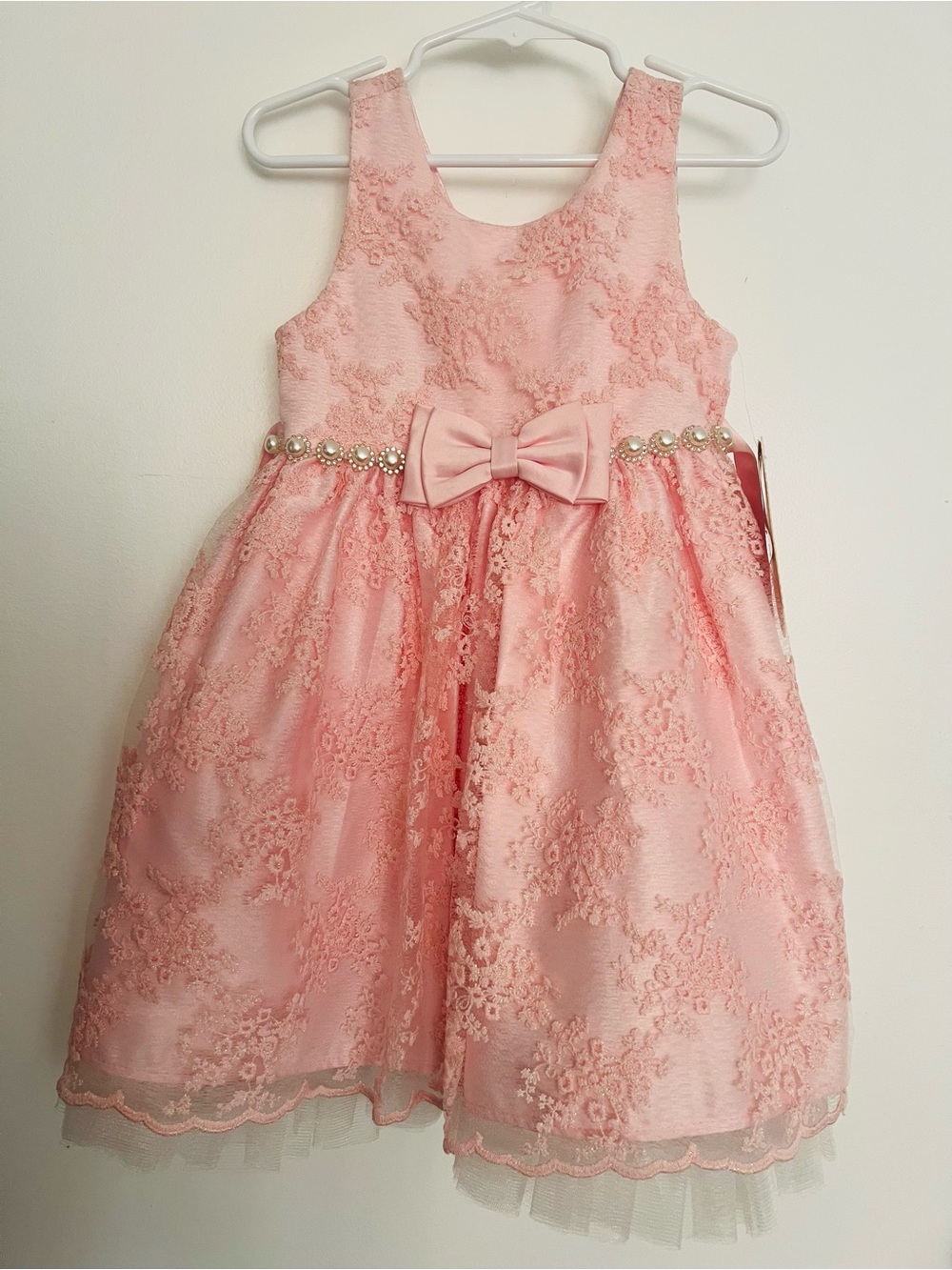 American Princess Pink Lace Bow-Accent Formal Dress
